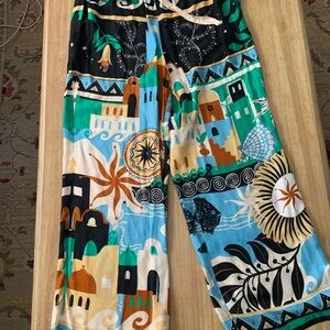 Seafolly Multicolor Wide Leg Palazzo Pants - Teal, Black, Blue, Cream, Brown